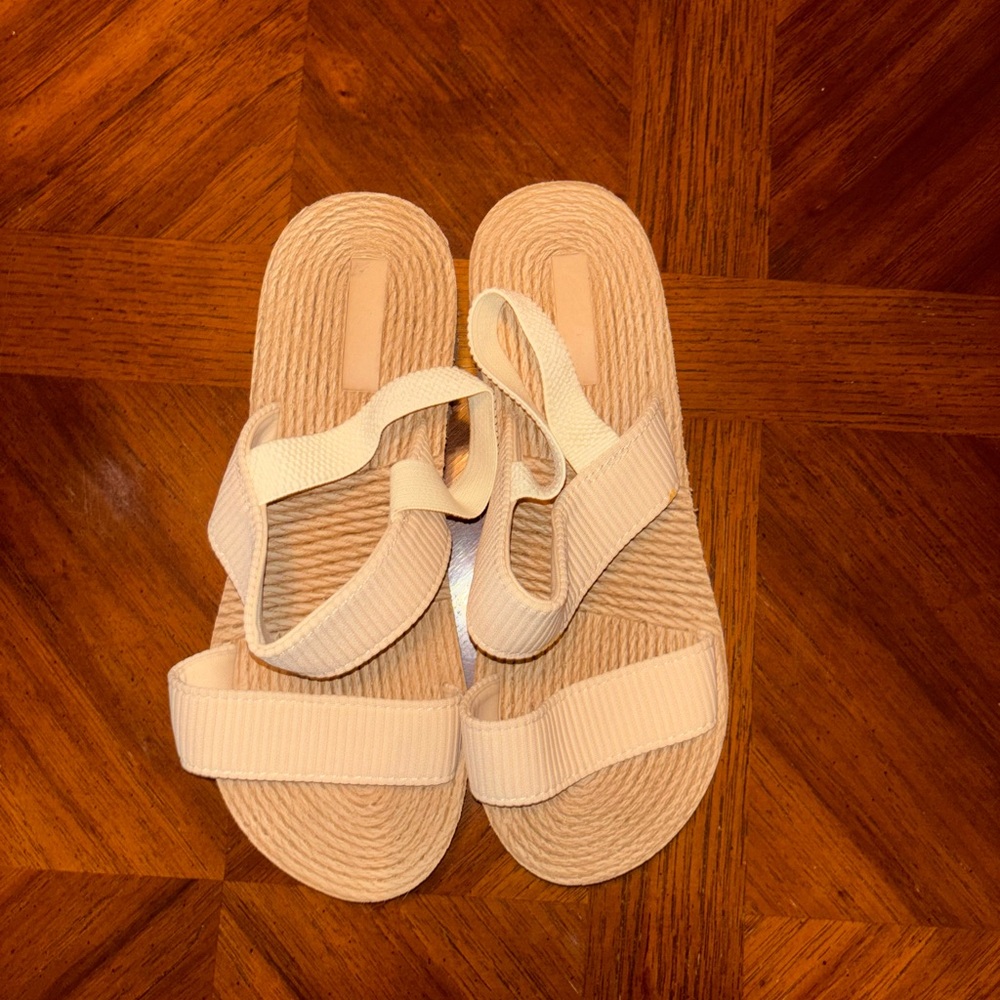 Beige and White Sandals